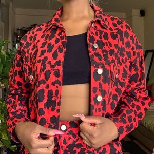 COPY - Red & Black printed Denim Jacket